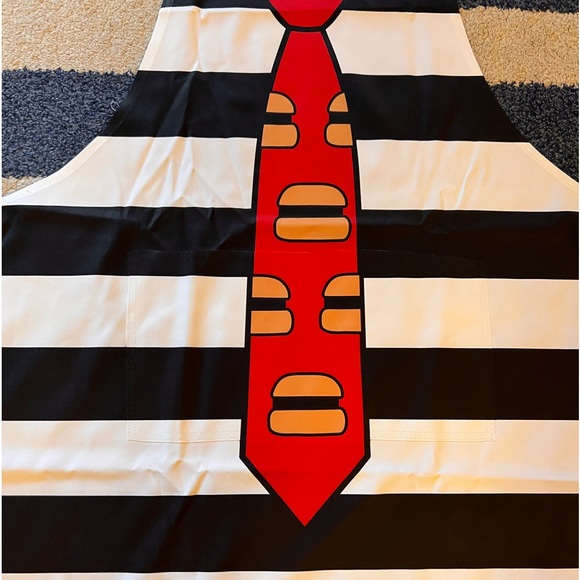 RARE Hamburglar Apron Black White Stripes McDonalds Hamburger Pocket NEW - Picture 3 of 6